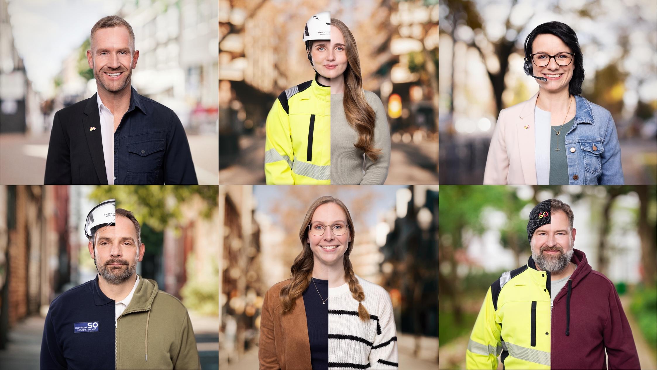 Mitarbeitende der Stadtwerke Ostm&uuml;nsterland l&auml;cheln freundlich