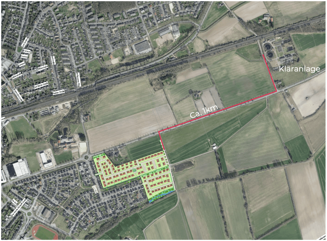 Karte Kaltes Nahwärmenetz Oelde Weitkamp II
