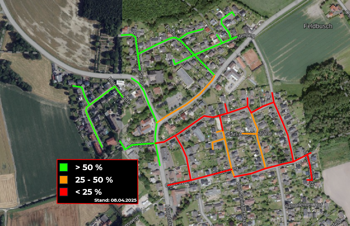 Übersicht Rückmeldung Interessenbekundung Nahwärme Oelde-Lette