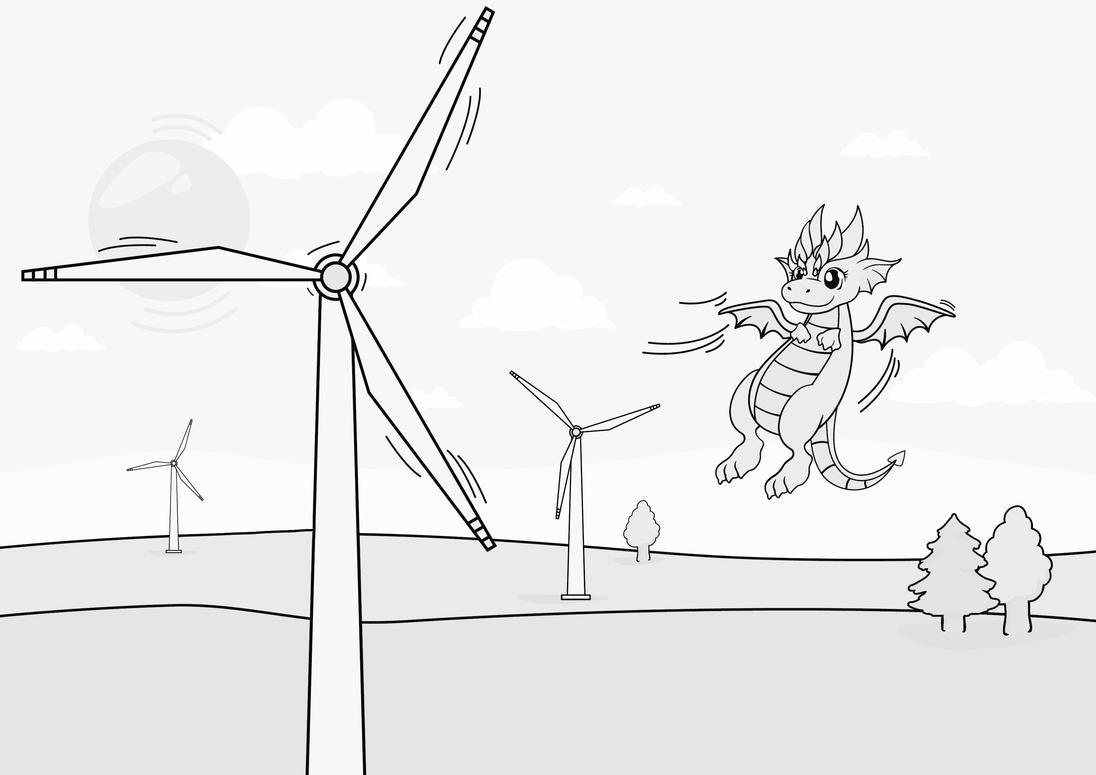 Drache Sofine mit Windrädern Drache Sofine mit Windrädern